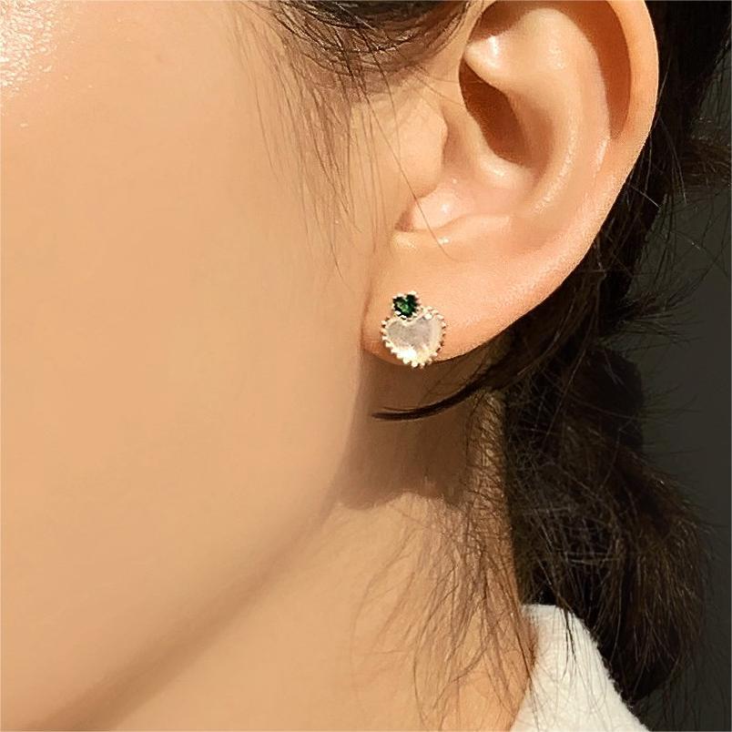 Heart - Shaped Mother - of - Pearl Stud Earrings
