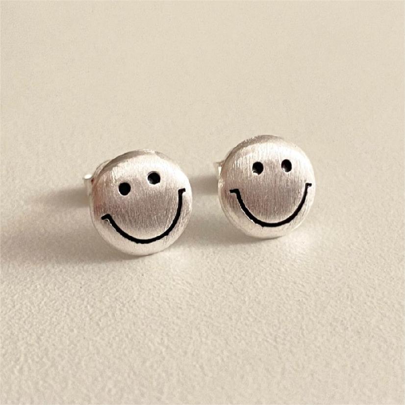 Smiley Face Sterling Silver Studs