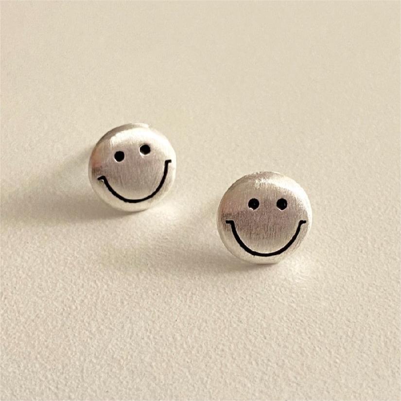 Smiley Face Sterling Silver Studs