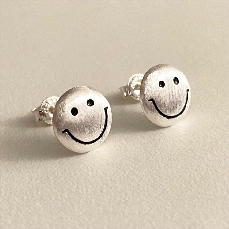 Smiley Face Sterling Silver Studs