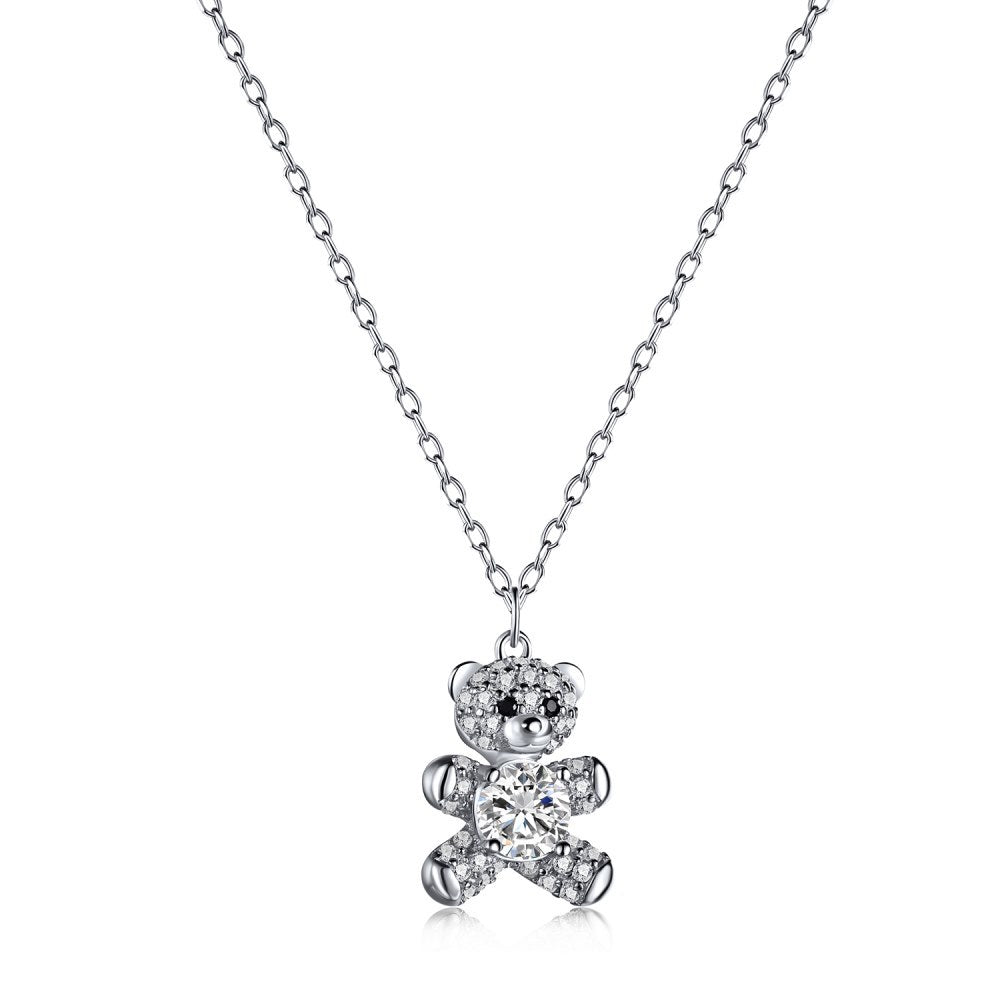 925 Sterling Silver Teddy Bear Pendant Necklace