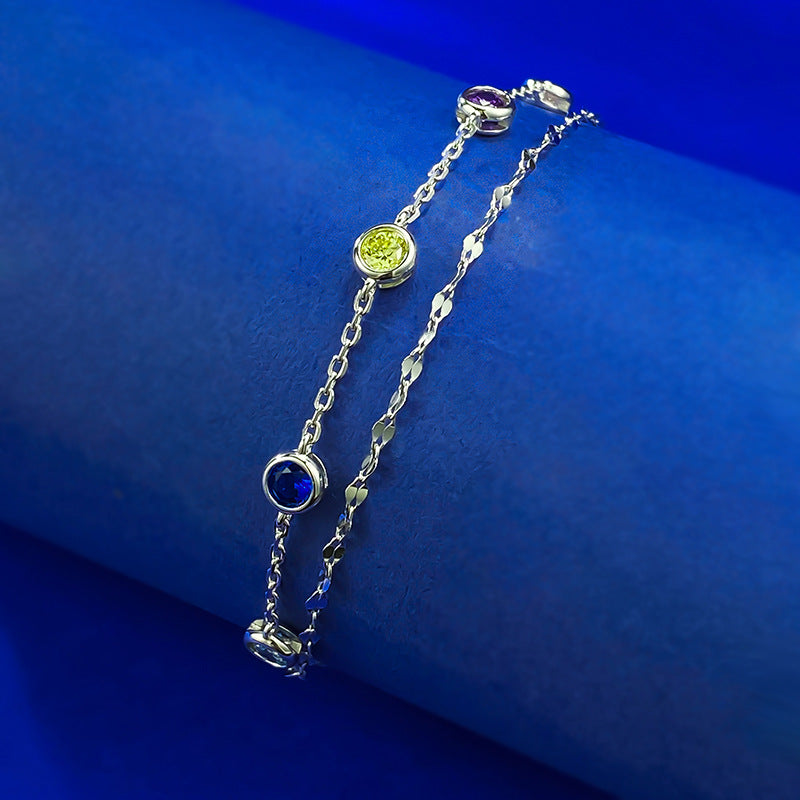 S925 sterling silver rainbow bubble bracelet
