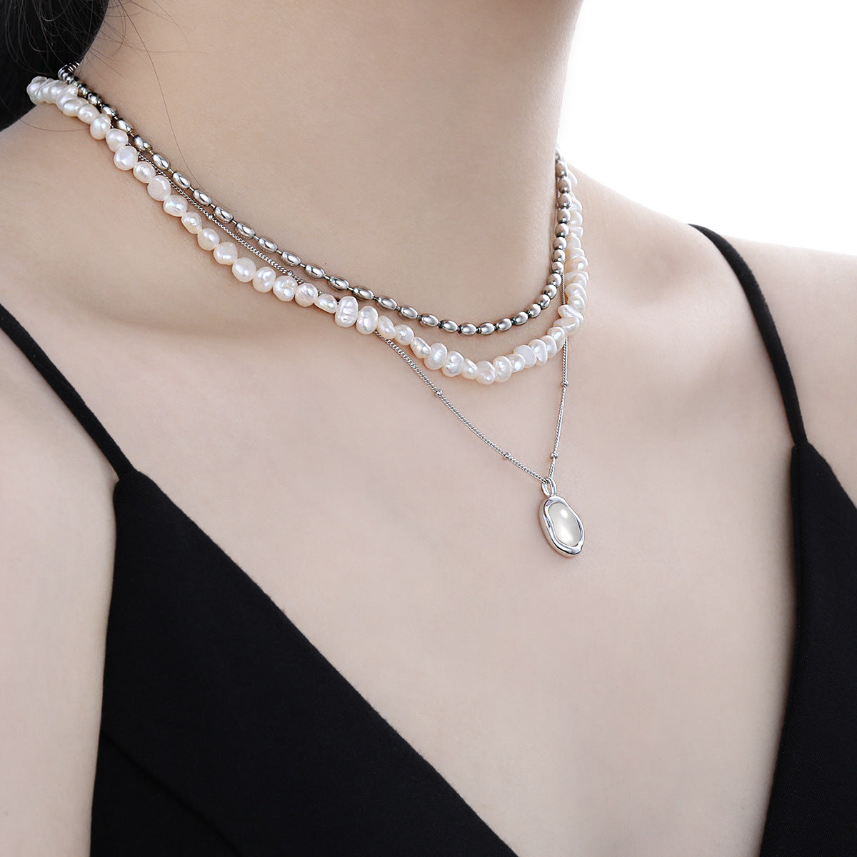 925 Sterling Silver Oval Moonstone Pendant Necklace