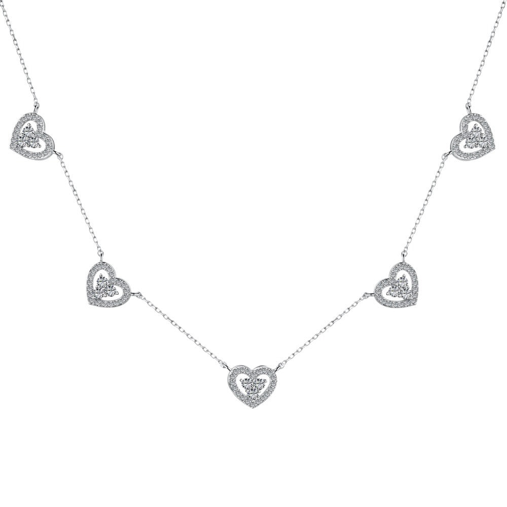 925 Sterling Silver Colorful Heart - Shaped Necklace