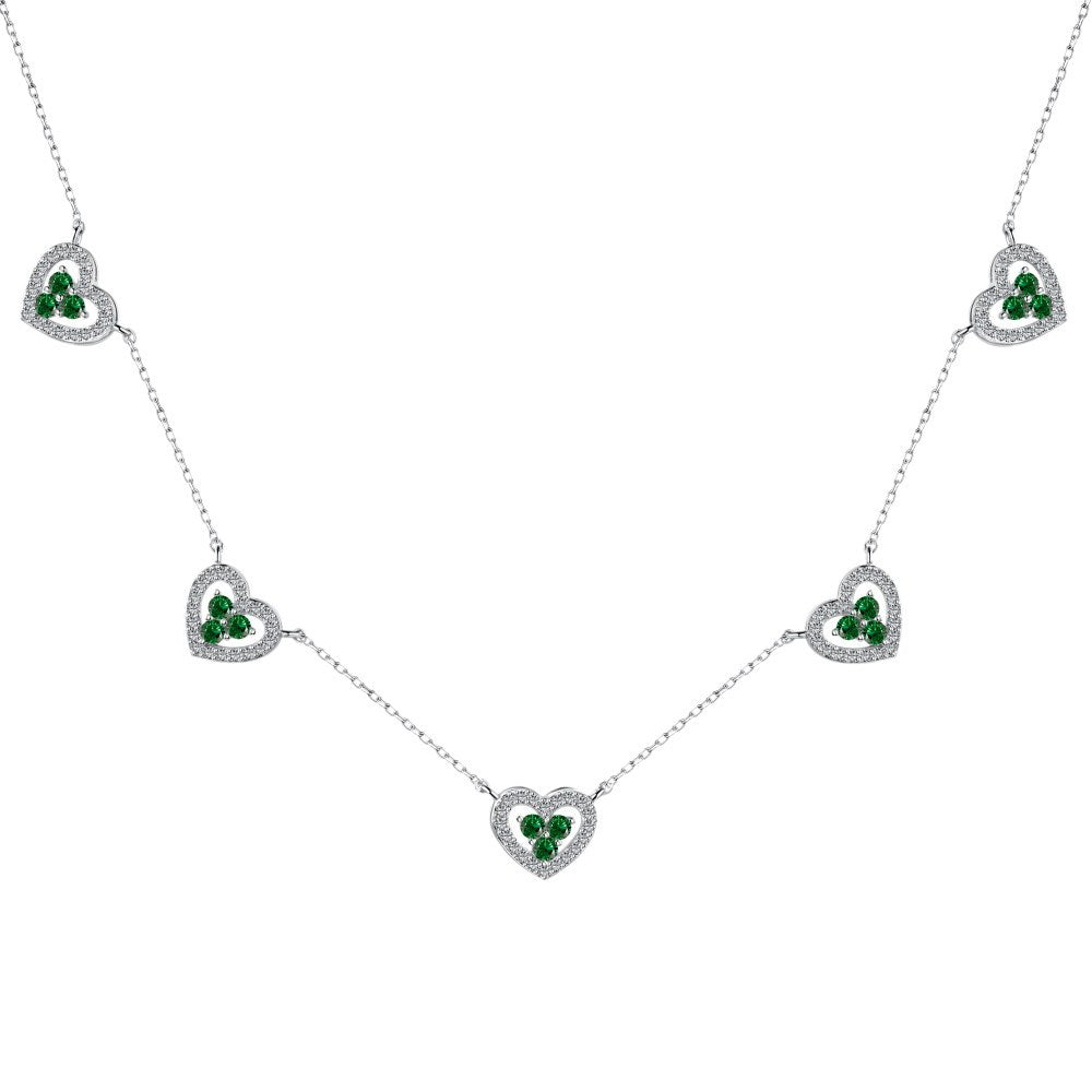 925 Sterling Silver Colorful Heart - Shaped Necklace