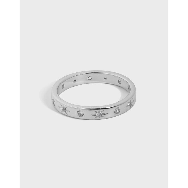 25 Sterling Silver Star - Patterned Diamond Ring