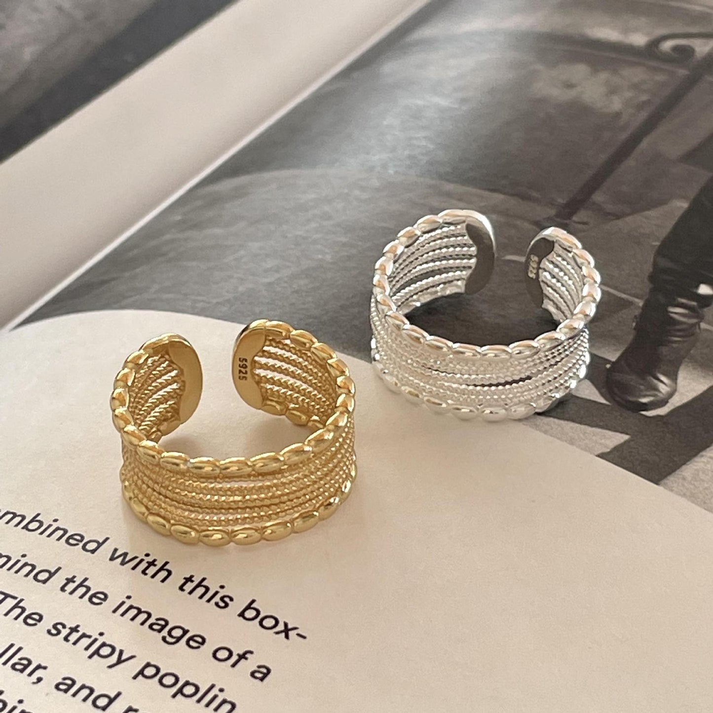 Multi - Band Stackable Silver Ring