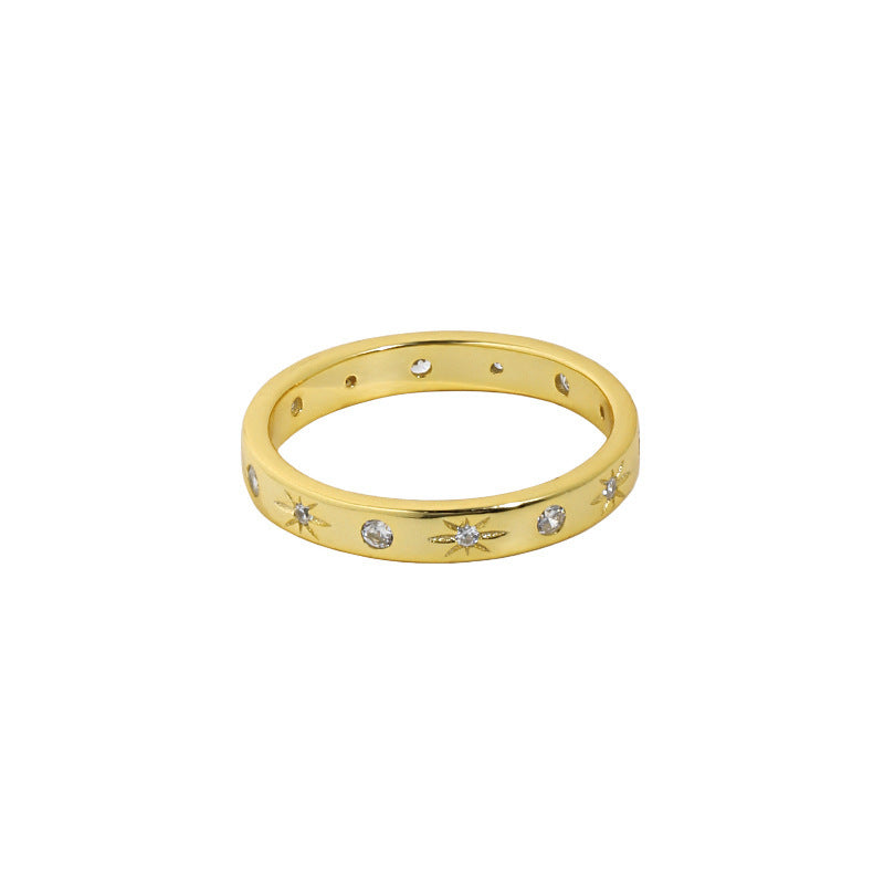 25 Sterling Silver Star - Patterned Diamond Ring