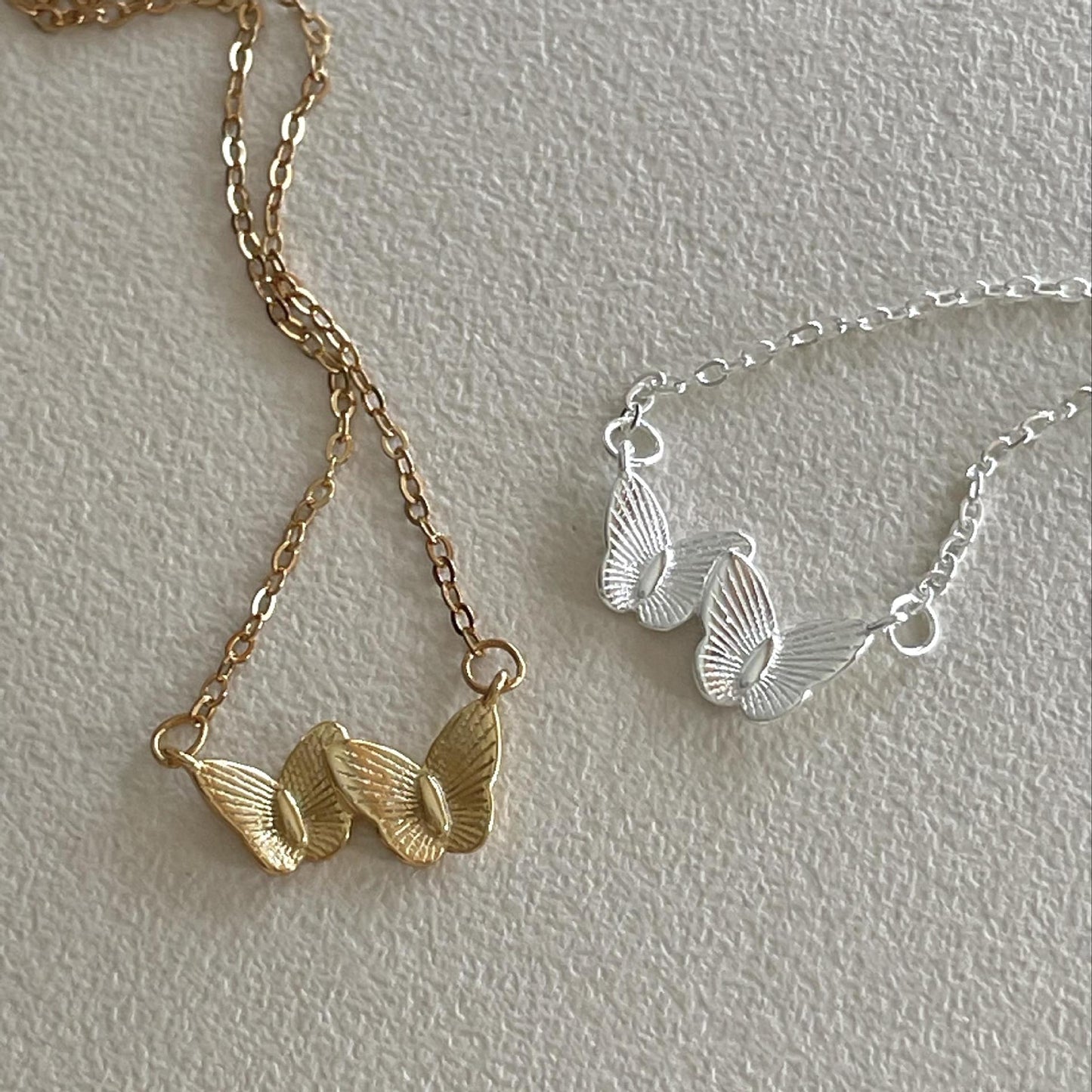 Butterfly Wing Silver Necklace