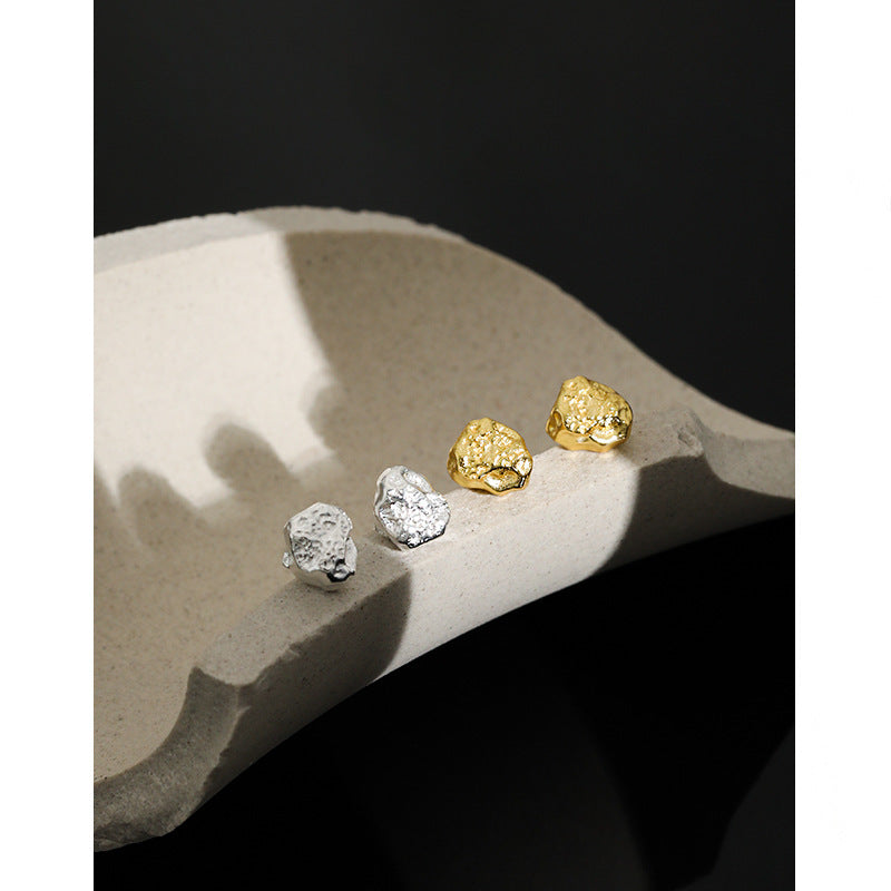 925 Sterling Silver Irregular Textured Stud Earrings