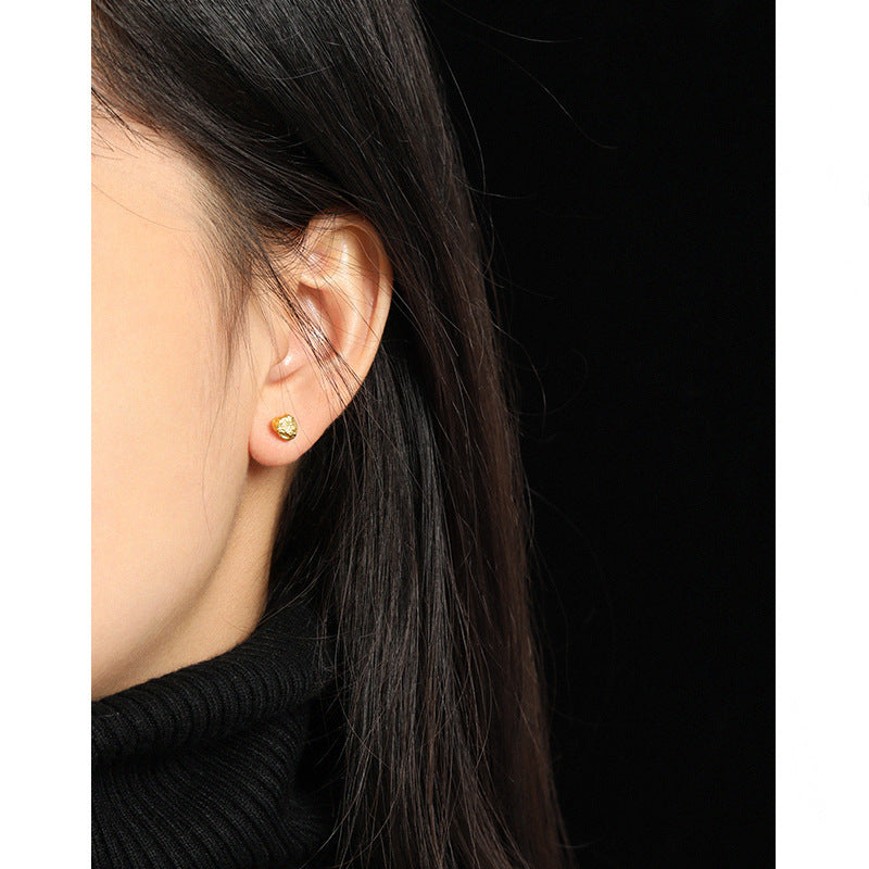 925 Sterling Silver Irregular Textured Stud Earrings