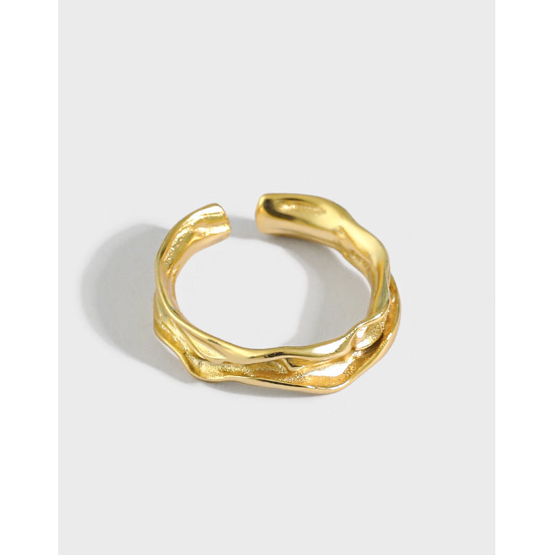 925 Sterling Silver Irregular Textured Open Ring