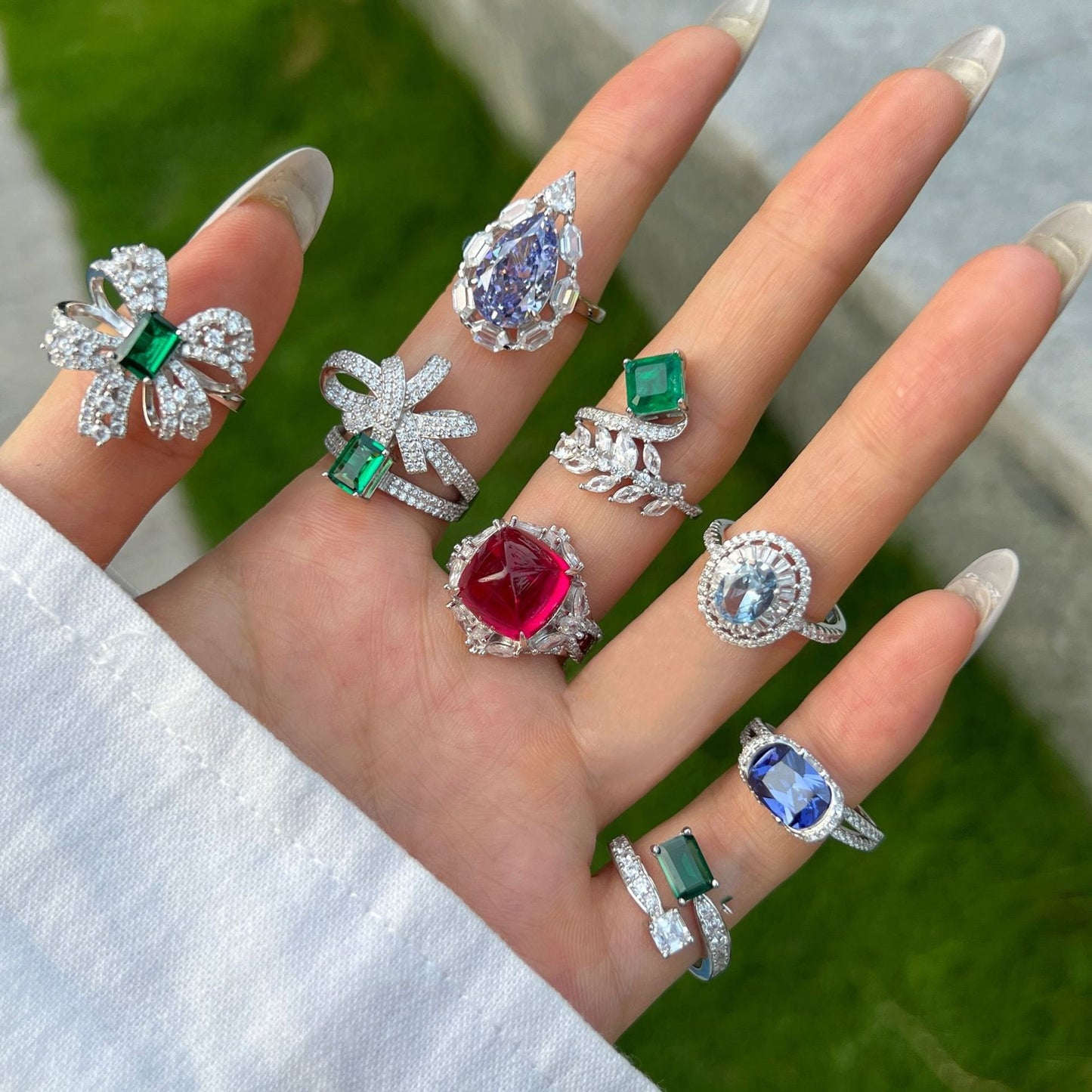 925 Sterling Silver Colorful Gemstone Ring Collection