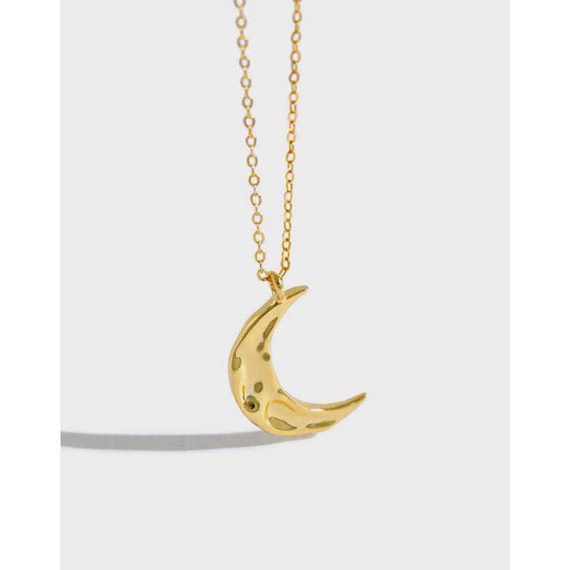 925 Sterling Silver Hollow Moon Pendant Necklace