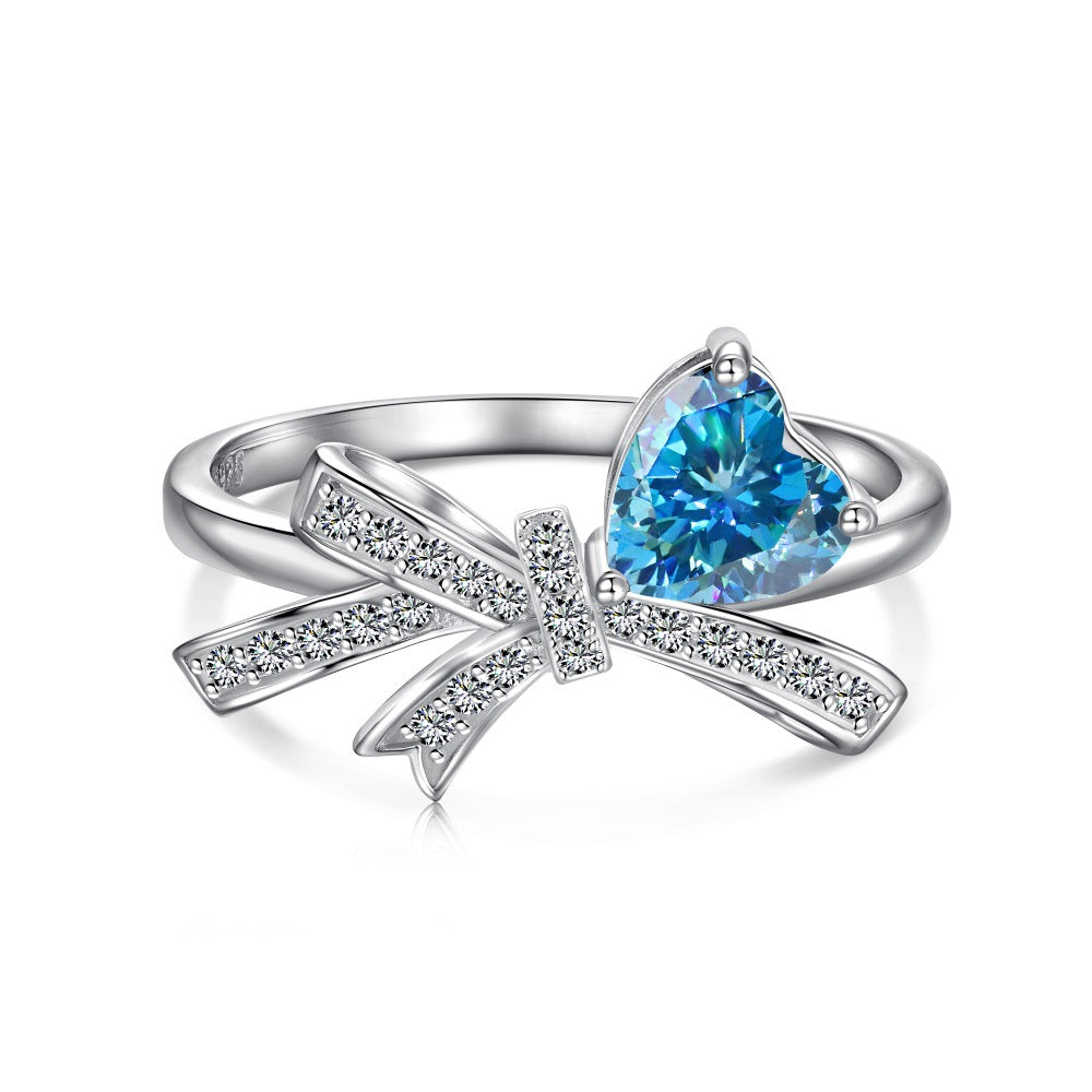 925 Sterling Silver Blue Sapphire Clover Ring