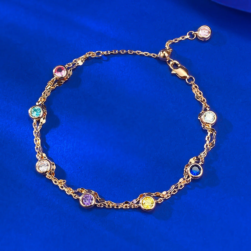 S925 sterling silver rainbow bubble bracelet