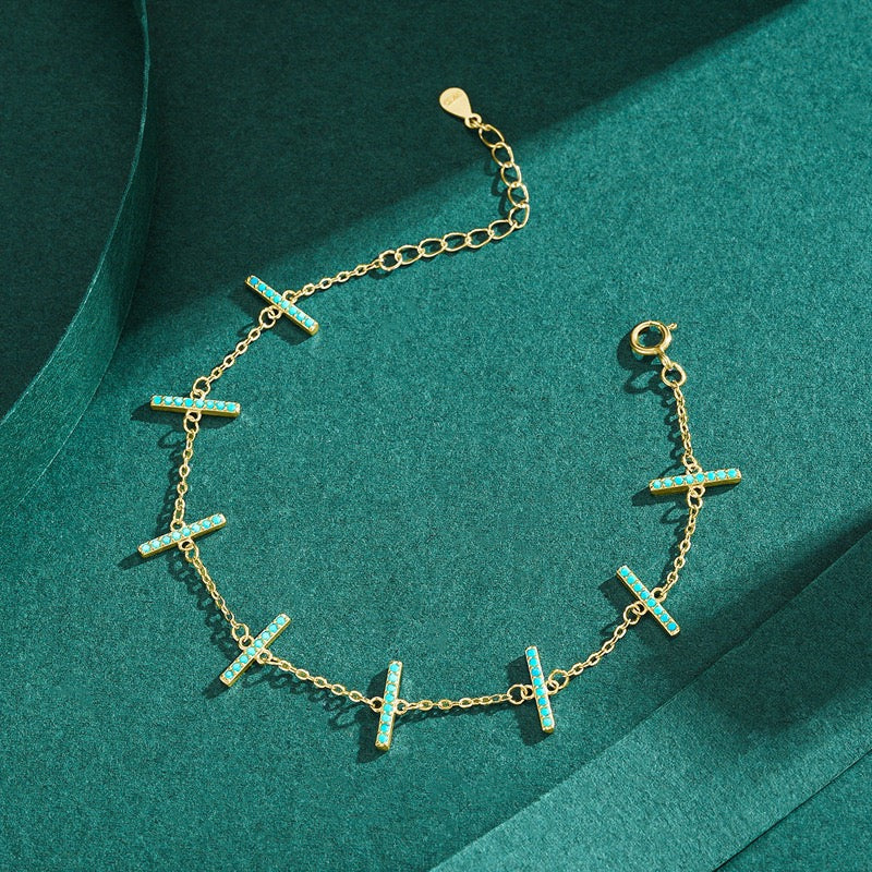S925 sterling silver turquoise unique bracelet