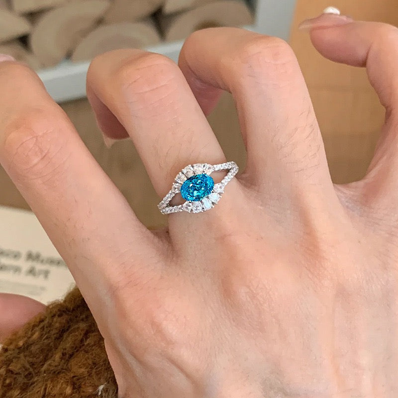 S925 silver inlaid zircon cold style ring