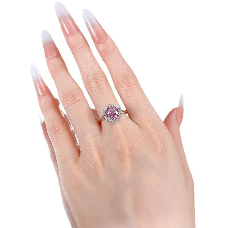 S925 silver with rose cut purple diamond ring