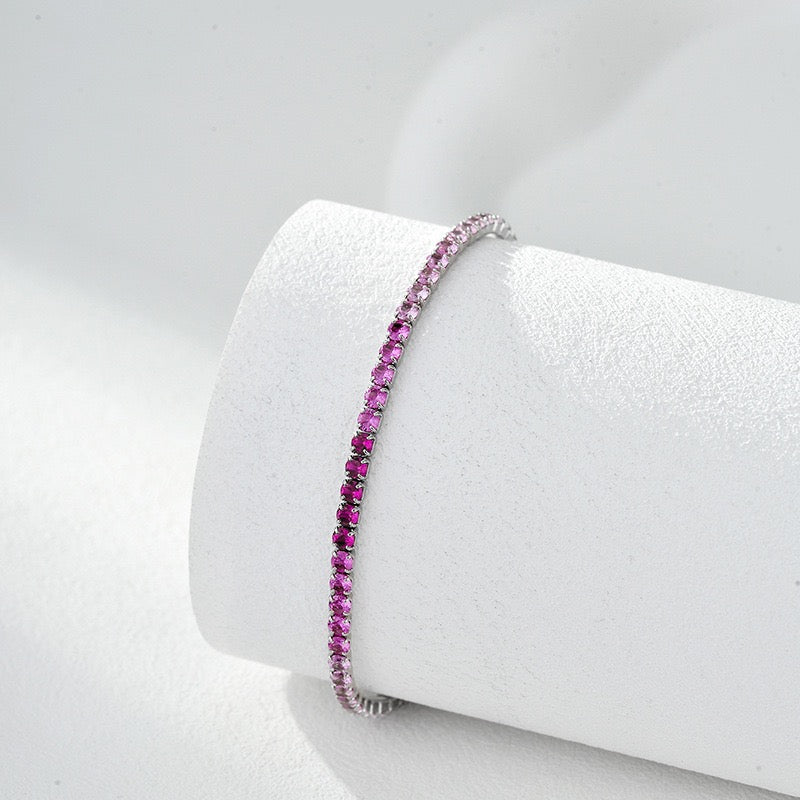 S925 sterling silver single row zircon high-end full diamond tennis bracelet