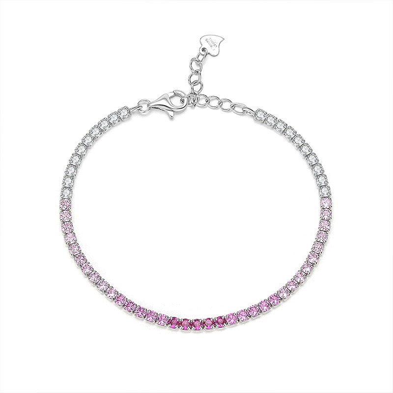 S925 sterling silver single row zircon high-end full diamond tennis bracelet