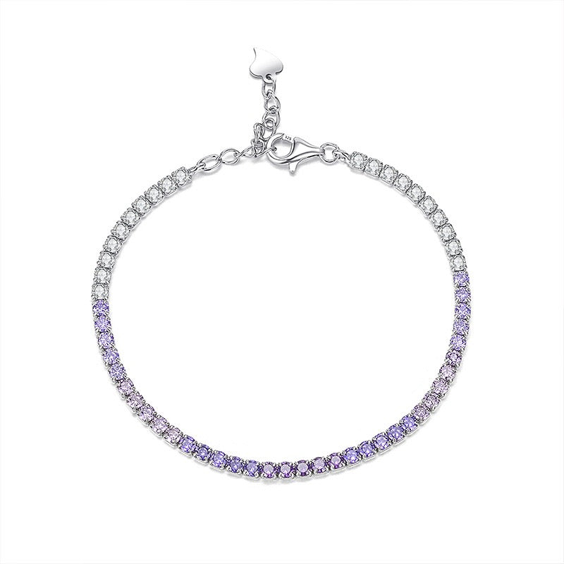 S925 sterling silver single row zircon high-end full diamond tennis bracelet