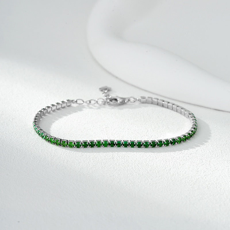 S925 sterling silver single row zircon high-end full diamond tennis bracelet