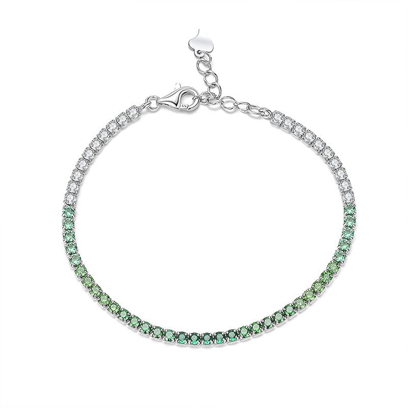 S925 sterling silver single row zircon high-end full diamond tennis bracelet