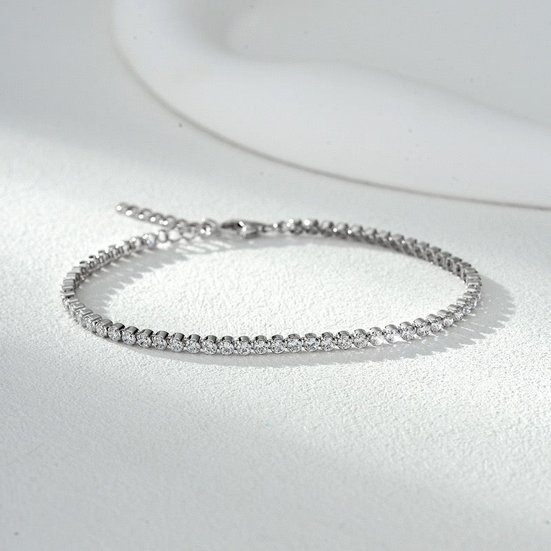 S925 sterling silver single row zircon high-end full diamond tennis bracelet