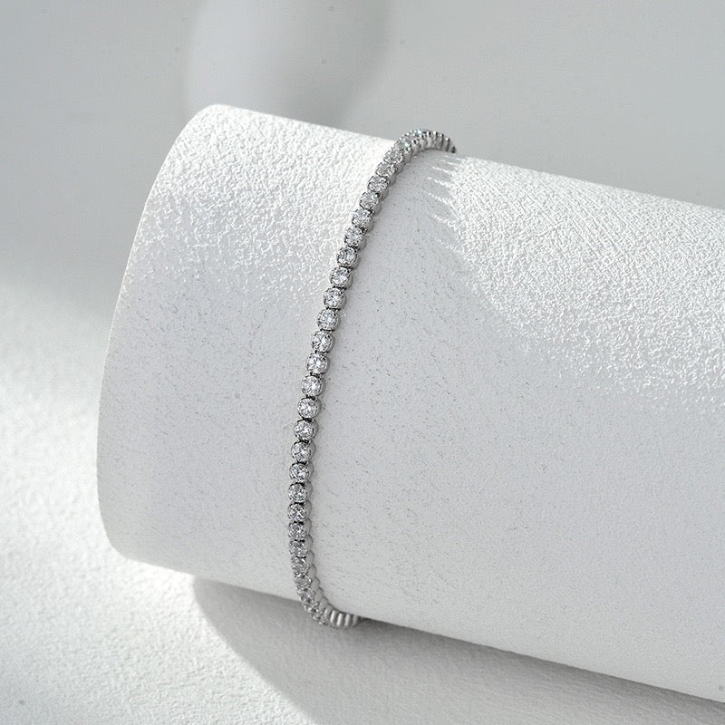 S925 sterling silver single row zircon high-end full diamond tennis bracelet