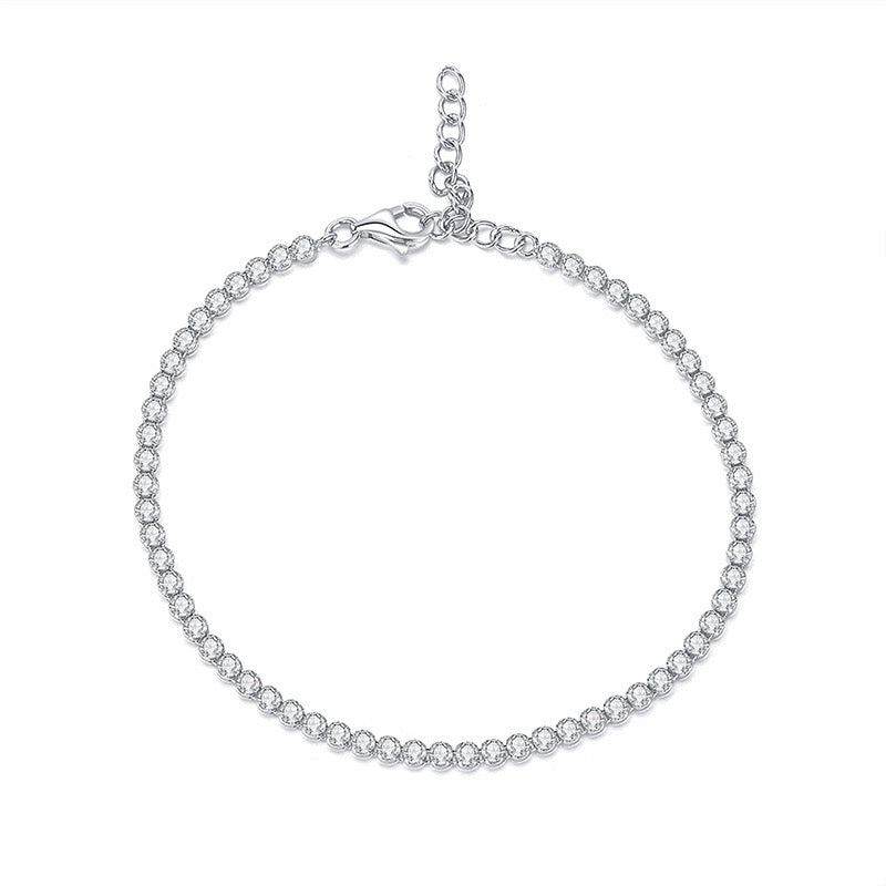 S925 sterling silver single row zircon high-end full diamond tennis bracelet