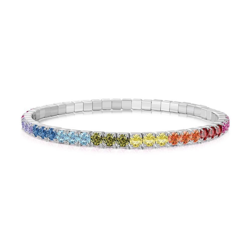 S925 sterling silver 3mm wide tennis full diamond zircon color bracelet
