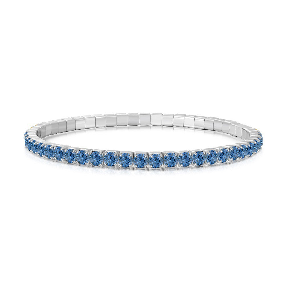 S925 sterling silver 3mm wide tennis full diamond zircon color bracelet