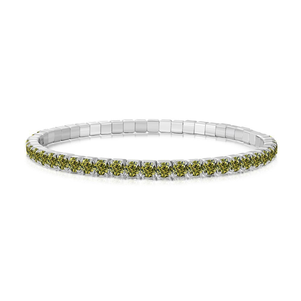 S925 sterling silver 3mm wide tennis full diamond zircon color bracelet