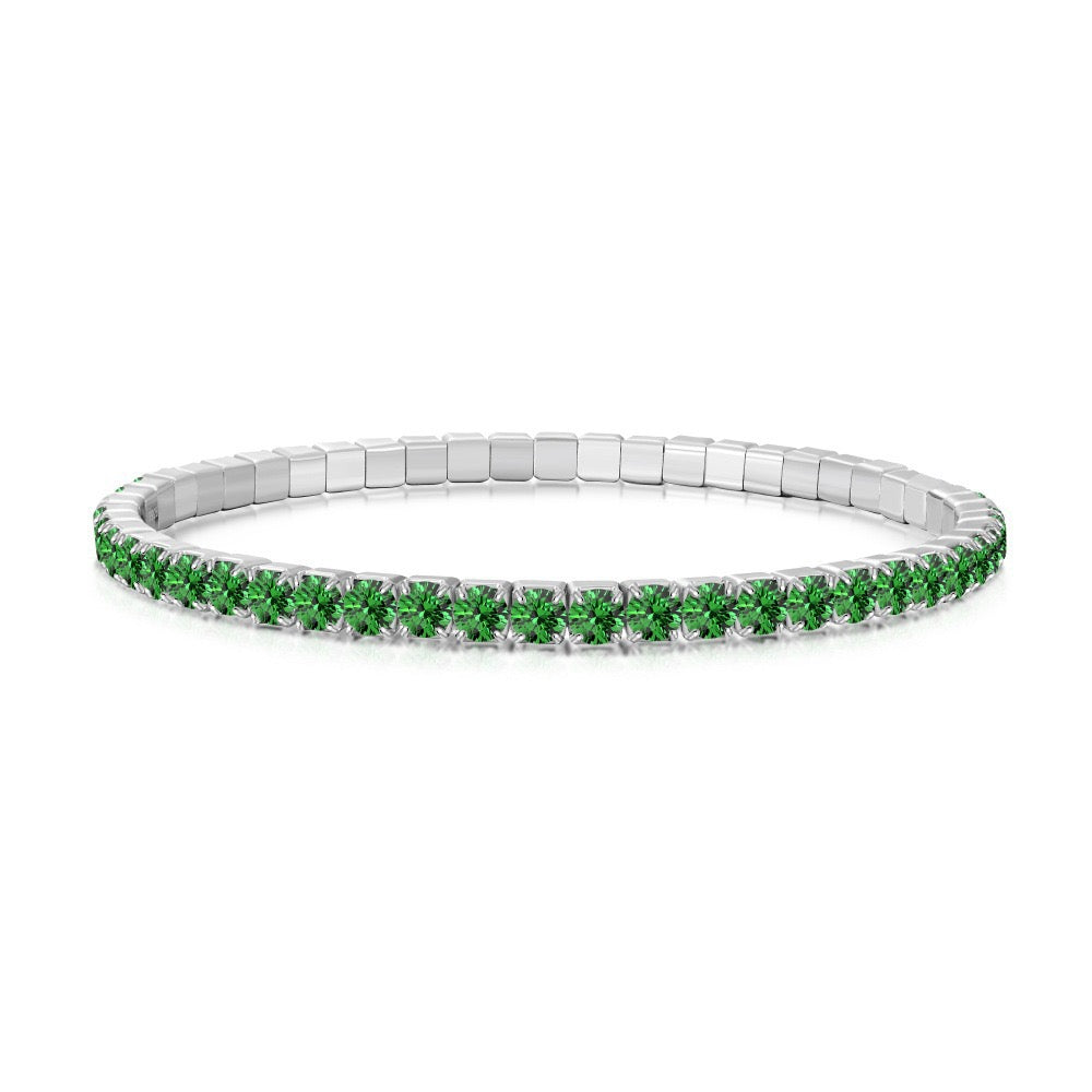 S925 sterling silver 3mm wide tennis full diamond zircon color bracelet