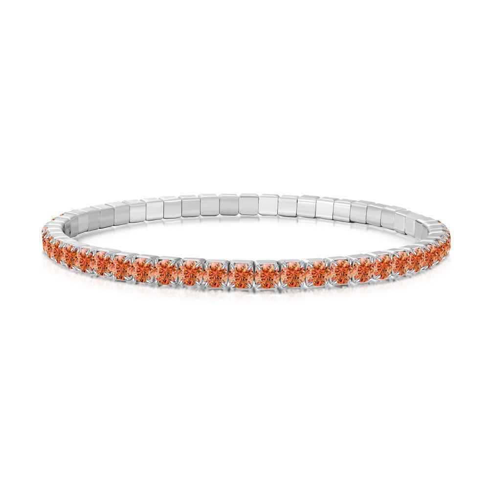 S925 sterling silver 3mm wide tennis full diamond zircon color bracelet
