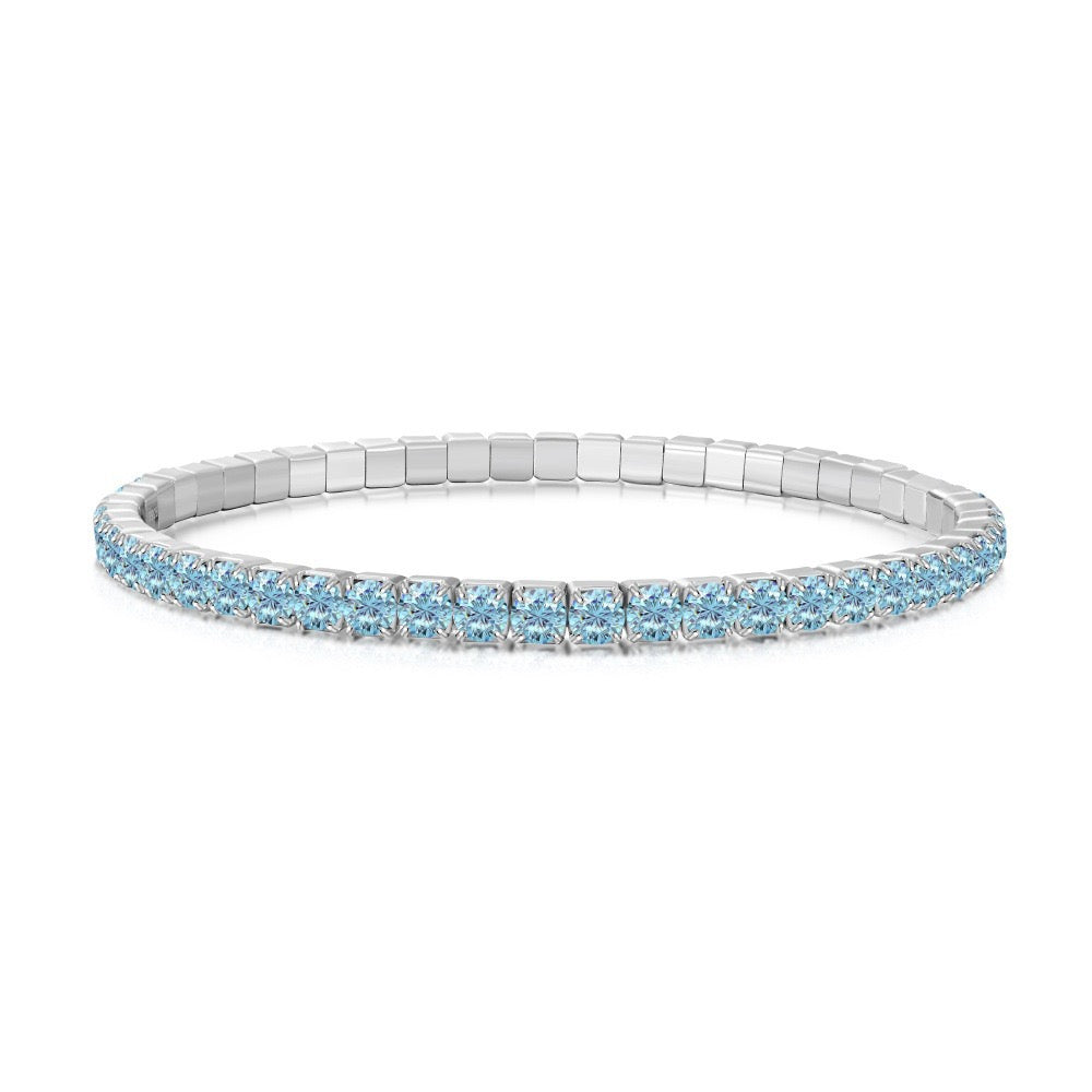 S925 sterling silver 3mm wide tennis full diamond zircon color bracelet