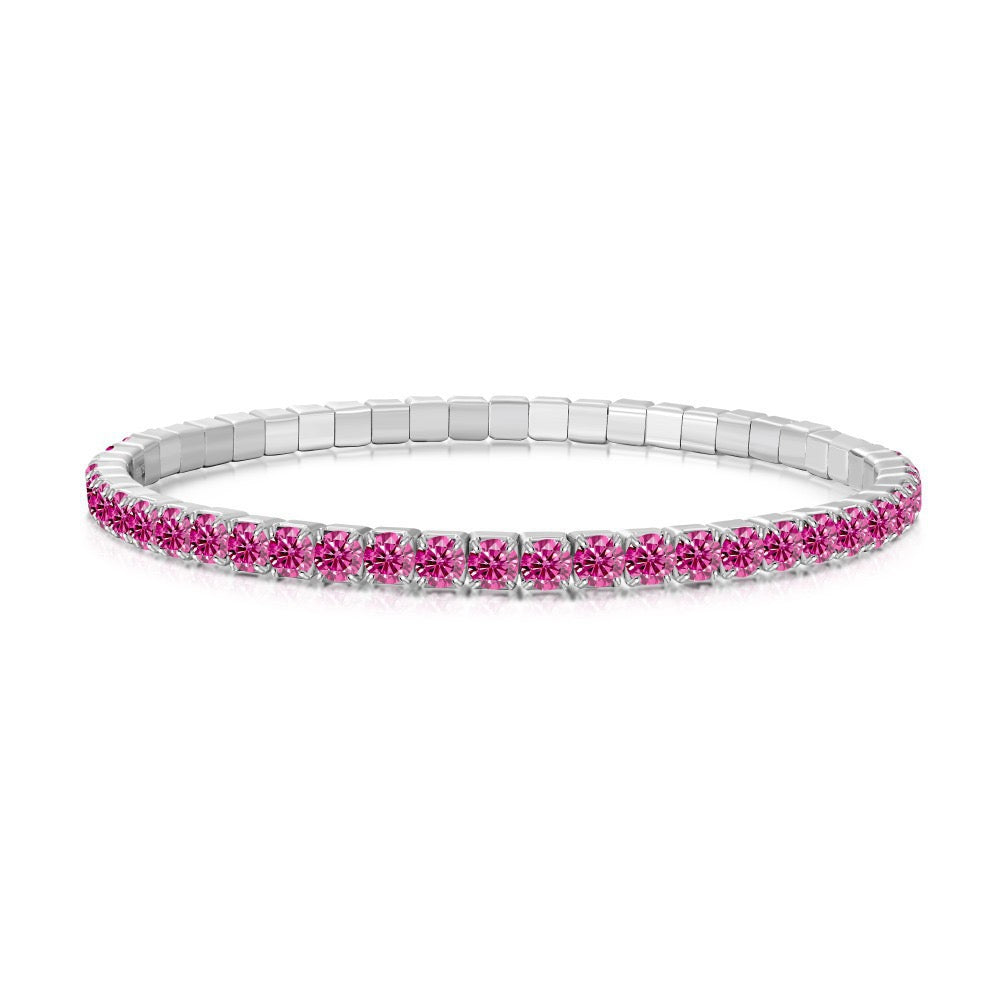 S925 sterling silver 3mm wide tennis full diamond zircon color bracelet