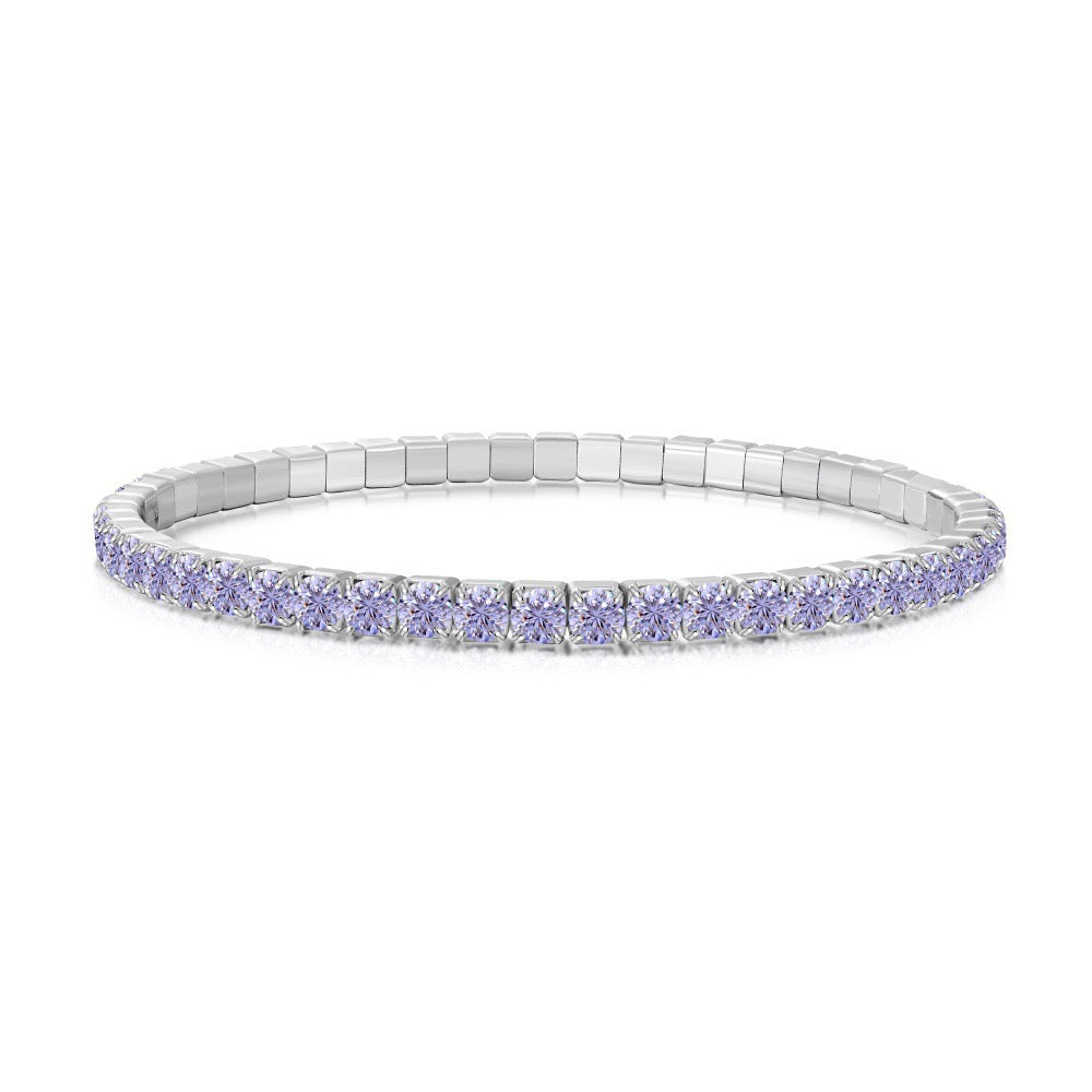 S925 sterling silver 3mm wide tennis full diamond zircon color bracelet