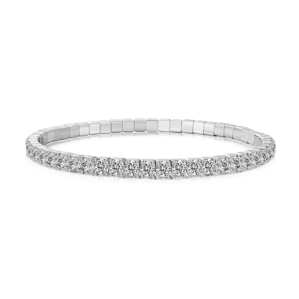 S925 sterling silver 3mm wide tennis full diamond zircon color bracelet