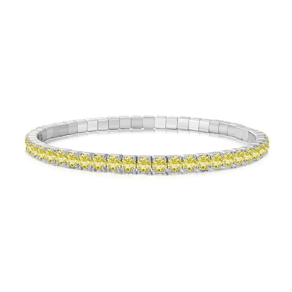 S925 sterling silver 3mm wide tennis full diamond zircon color bracelet
