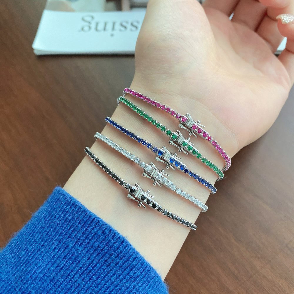 S925 sterling silver tennis bracelet, width 2mm