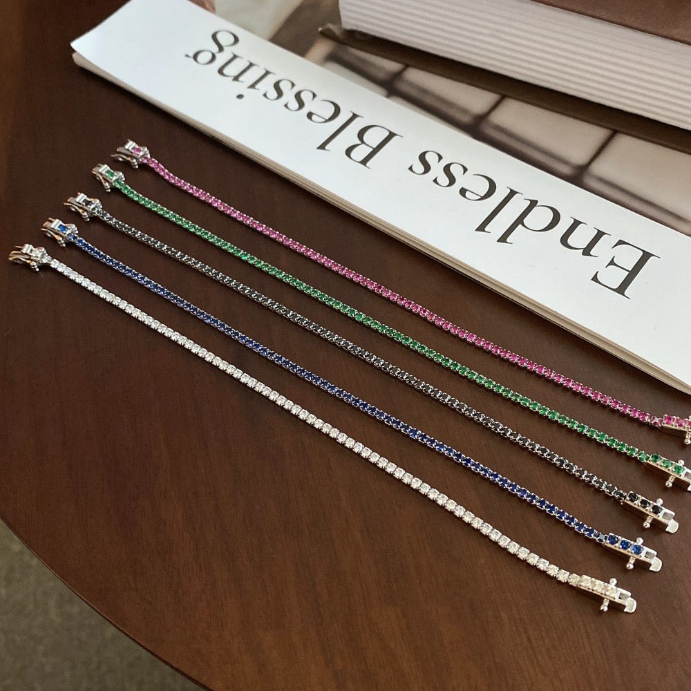 S925 sterling silver tennis bracelet, width 2mm