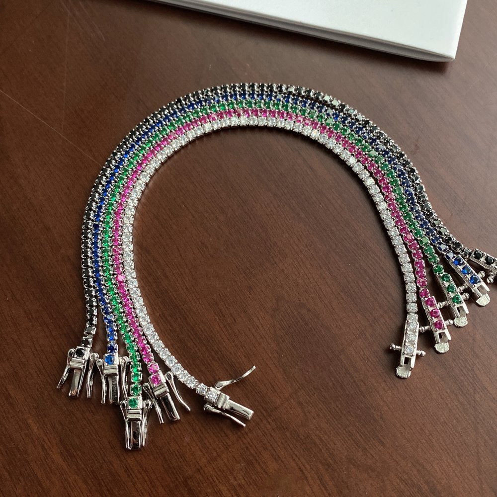S925 sterling silver tennis bracelet, width 2mm