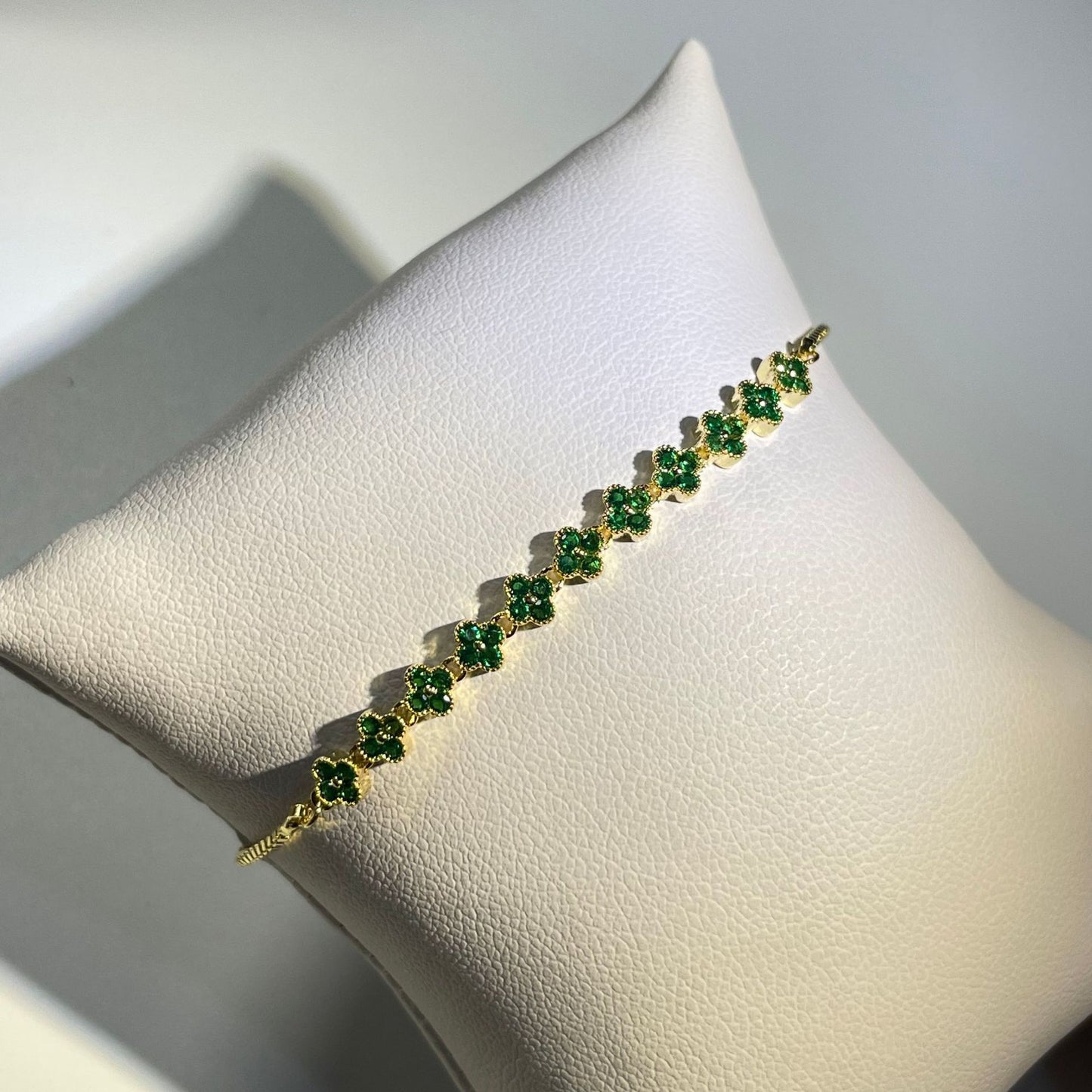 Colorful zircon four-leaf clover bracelet does not fade summer fresh crystal bracelet