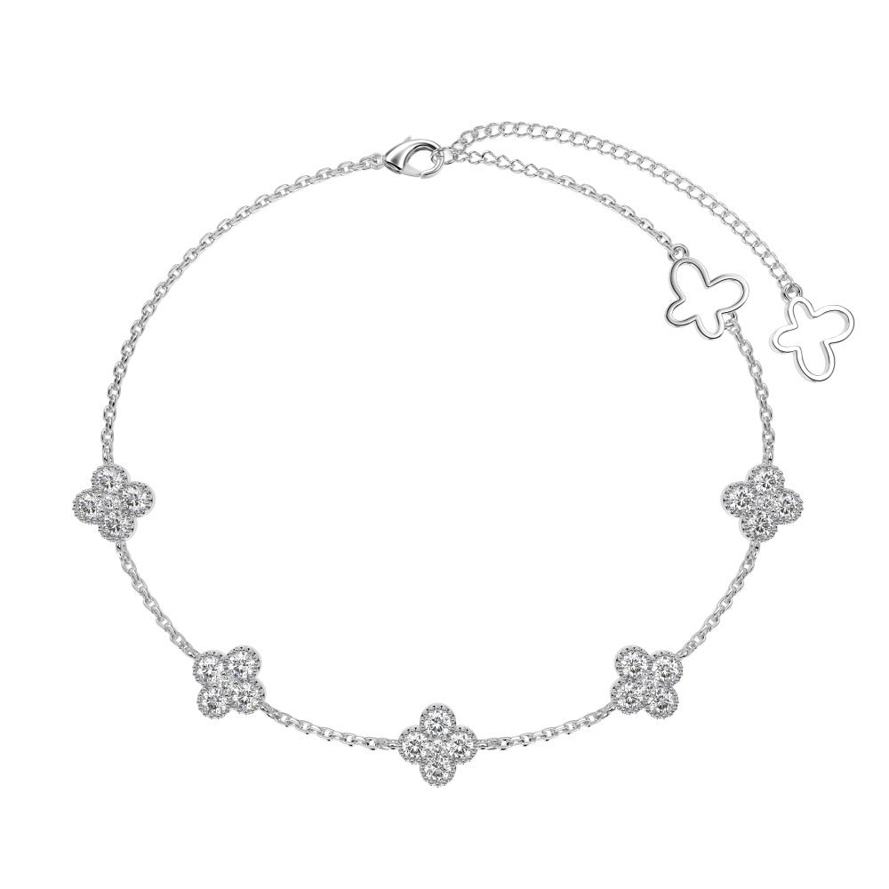 925 sterling silver four leaf clover bracelet