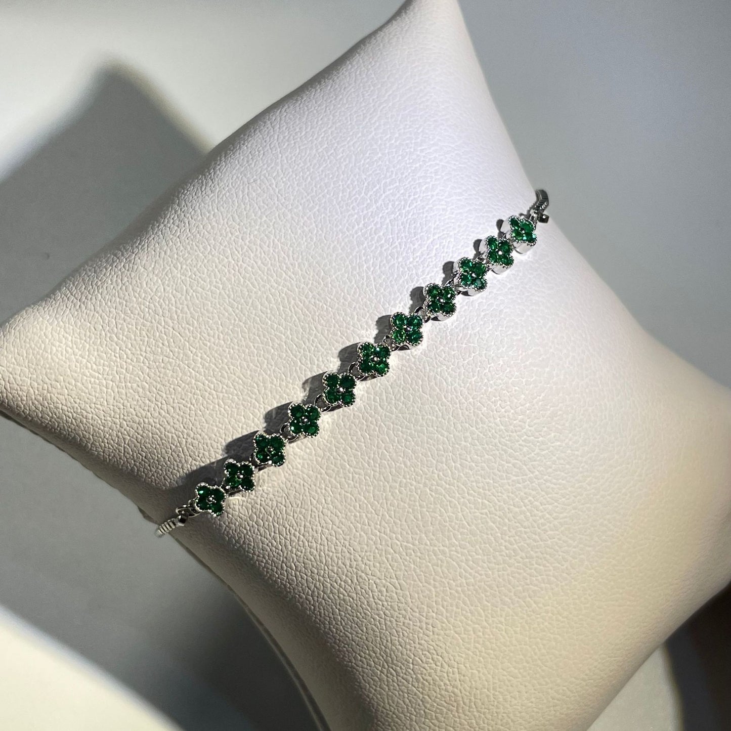 Colorful zircon four-leaf clover bracelet does not fade summer fresh crystal bracelet