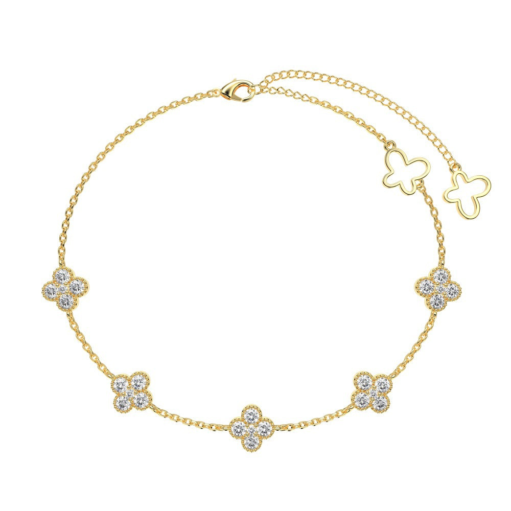 925 sterling silver four leaf clover bracelet