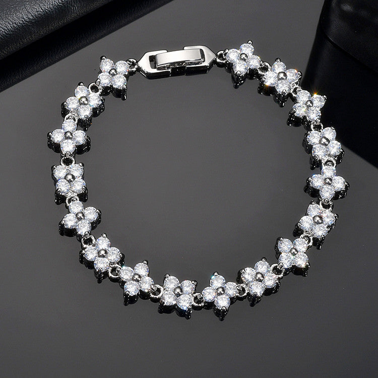 Handmade flower zircon bracelet