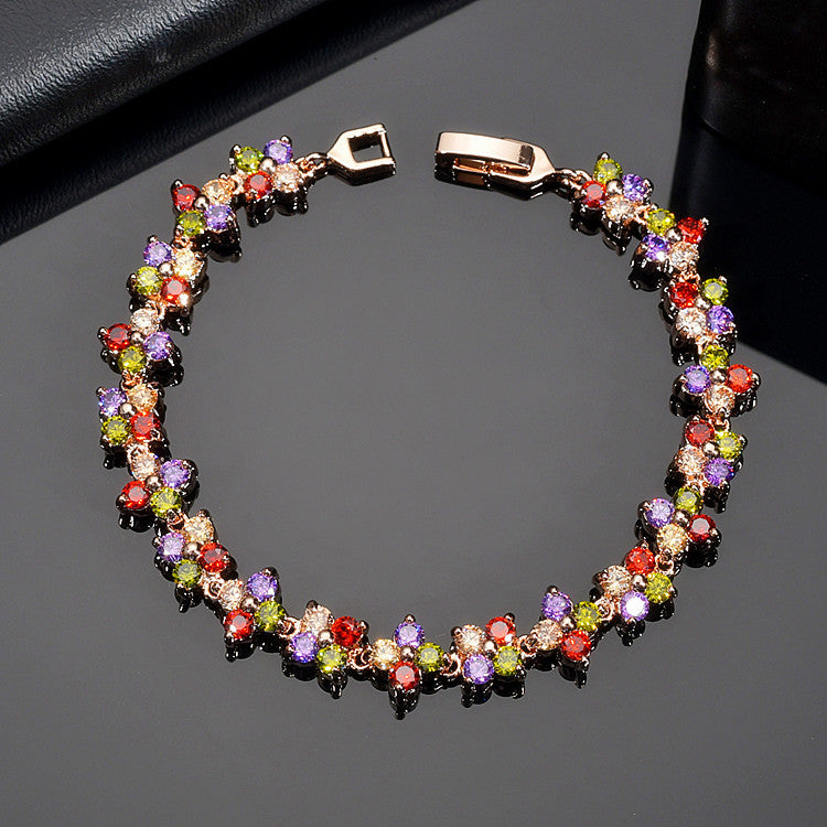Handmade flower zircon bracelet